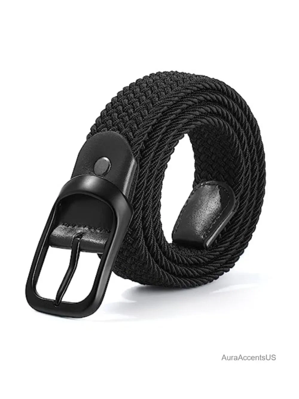 Women's Stretch Braided Belt - No-Hole Elastic Woven Fabric Waist Belt